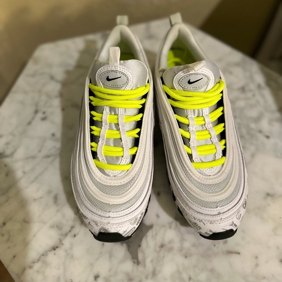 Nike Air Max 97 big kids size 5y White/black/pure platinum/volt - Picture 3 of 4